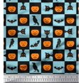 thumbnail image 1 of Soimoi Poly Georgette Fabric Pumpkin,Cat & Bat Halloween Print Fabric by Yard 42 Inch Wide, 1 of 3