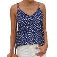 thumbnail image 1 of Women White Dots Print Sleeveless V Neck Buttons Vest Top, 1 of 4