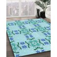 thumbnail image 3 of Ahgly Company Tapis d'Intérieur Lavable en Machine Carré Transitionnel Bleu Tron, 4 Pieds Carré, 3 of 7