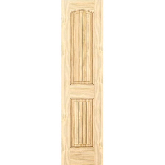 2-Panel Door, Interior Door Slab, Solid Pine, Arch Top, V-Grooves (18x80)
