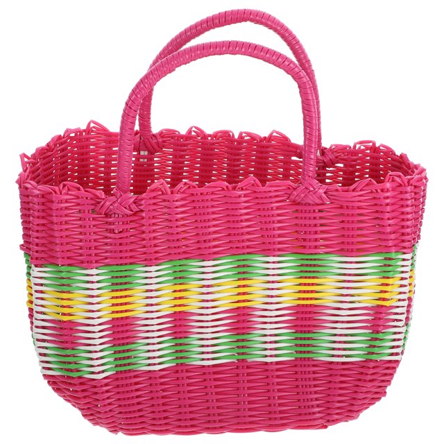 1PC Vegetables Basket Plastic Woven Shopping Basket Gift Basket (Size M Random Color)
