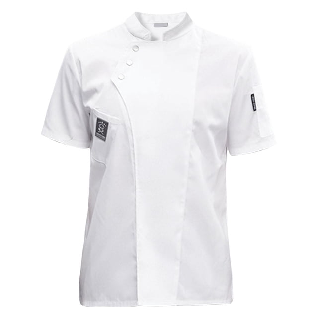 Milaget Chef Jacket Short Sleeve Cooking Clothes Coat for Restaurant White AWhite XL