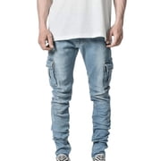 HKEJIAOI Mens Lounge Pants Men's Side Pocket Trousers with Zipper Placket Skinny Jeans