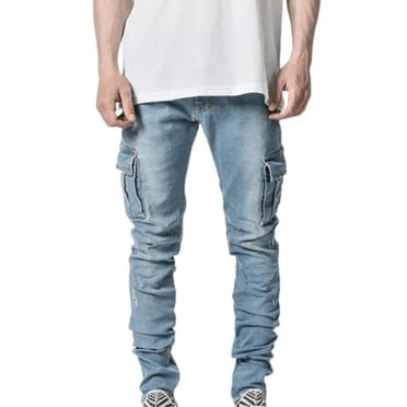 TIMIFIS Men's Denim Jeans Comfort Stretch Ripped Hole Skinny Jeans Casual Biker Denim Jeans Straight Leg Pants - Spring/Summer