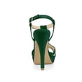thumbnail image 2 of BLISSFUL STEP Women T Strap Slingback Platform Stiletto Heel Sandals Emerald Green 9, 2 of 7