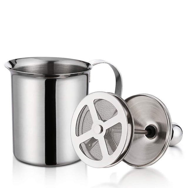 Handheld Milk Foam Maker, Ergonomically Designed Stainless Steel Frother With Cold & Hot Milk Alternatives Capability, 400ml Capacity, Silver, For Luxurious Foaming Experiences