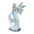 thumbnail image 2 of Snow Fairy en Robe Doublée de Fourrure avec 2 Statues de Loups Arctiques 24 Pouces de Haut, 2 of 5