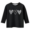 thumbnail image 4 of PMVFHDE Hauts d'Été pour Filles T-Shirts Graphiques pour Filles Hauts d'Été Tendance Hauts pour Filles T-Shirt Robes pour Filles Imprimé de la Saint-Valentin Col Rond Fonctionnel Manches 3/4 T-Shirt Noir, 3-4 Ans, 4 of 4