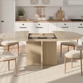thumbnail image 3 of 43.3''-59'' Extendable Dining Table for 4-8, Kitchen Table with Hidden Storage & Sturdy Cross Base, Dinner Table for Dining Room, Removable Leaves, 3 of 8