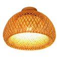 thumbnail image 2 of Bamboo Wicker Rattan Light Fixture Flush Mount Hanging Ceiling Lamp for Living Room Bedroom Dining Room,30X18cm, 2 of 8