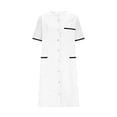 thumbnail image 3 of Bocqde Robe de Sarrau Femmes Infirmières Tenue de Travail Robes Manches Courtes Boutonnée Robe de Sarrau avec Poches, 3 of 5