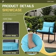 thumbnail image 3 of Homall 3 Pieces Outdoor Rocking Chair Furniture Sets Modern Patio Furniture Set Rocking Wicker Bistro Sets Cushioned PE Rattan Chairs Conversation Sets with Glass Coffee Table,Blue, 3 of 8
