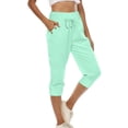thumbnail image 2 of Timegard Womens Yoga Pants Drawstring High Waist Workout Cropped Pants Athletic Capri Pants with Pockets, 2 of 7