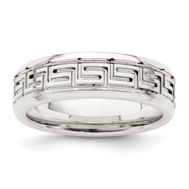 925 Sterling Silver 6mm Polished Fancy Size 12 Band Ring
