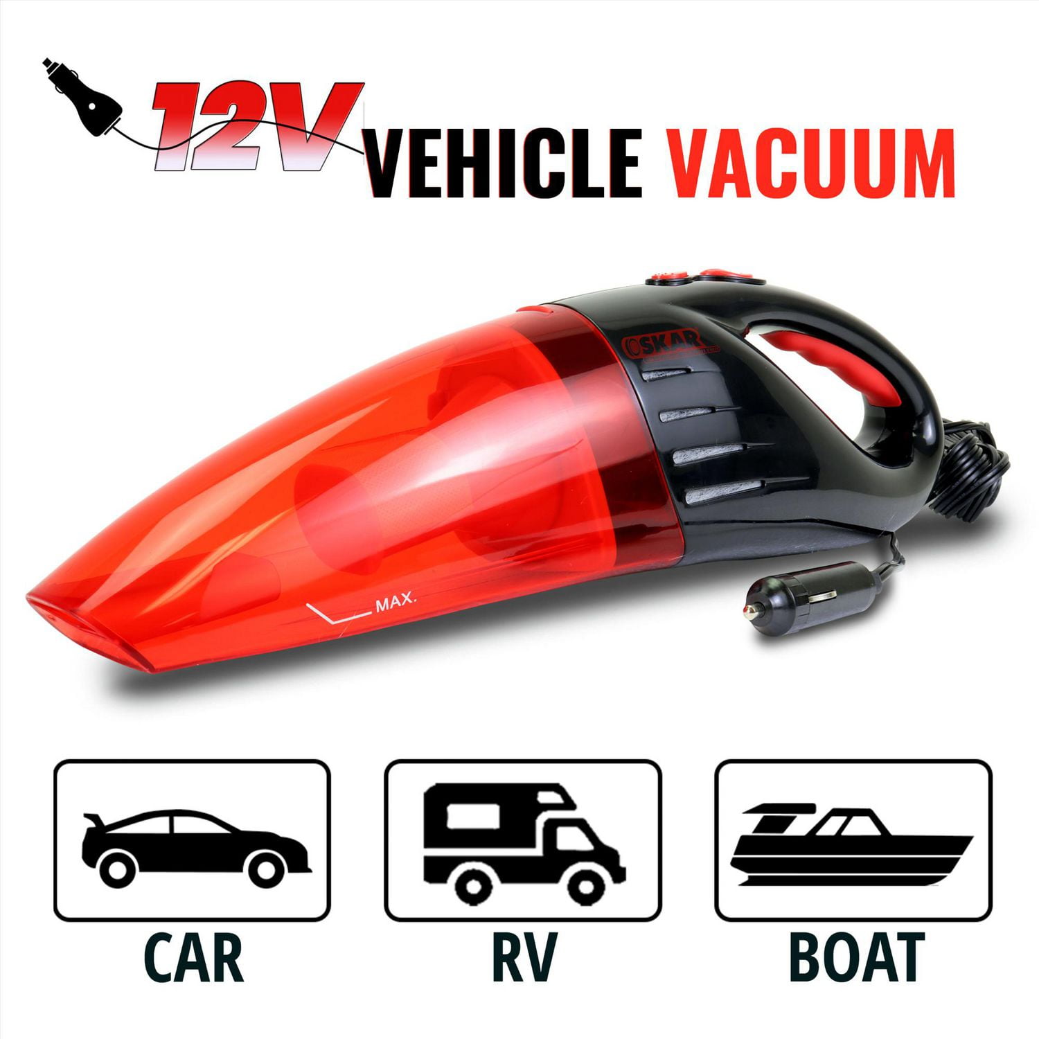 Koolatron Aspirateur auto, aspirateur 12V pour voiture avec aspiration puissante pour un intérieur propre