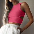thumbnail image 2 of Yuyuzo Crop Tank Tops for Women Crew Neck Ribbed Knit Solid Color Slim Fitted Athletic Going Put Tops, 2 of 7