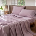 thumbnail image 2 of Bedding Sheet Set Washed Cotton Linen Like Textu Breathable Durable Soft Comfy (Dark Orange Queen), 2 of 6