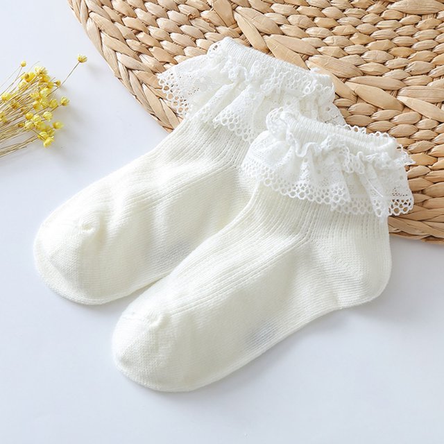 RXIRUCGD Boy's And Girl's Baby Solid Color Lace Socks( White, Size:3 Years )