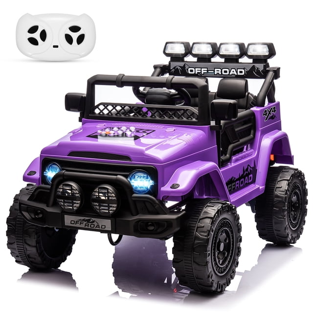 12V Electric Kids Ride On Car with Remote Control, Electric Truck with 5MPH Max Speed, Steering Wheel, Accelerator Pedal, Treaded Tires, Music and Story,Ride On Toy for Kids Ages 37-96 Months