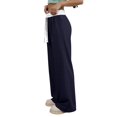 thumbnail image 3 of Women'S Contrast Color Waistband Sweatpants Wide Leg Pants with Drawstring Buckle Navy Blue M, 3 of 8