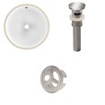 thumbnail image 1 of 15.25-in. W Round Bathroom Undermount Sink Set In White - Brushed Nickel Hardware - Overflow Drain Incl. AI-20600, 1 of 8