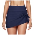 thumbnail image 1 of High Waisted Pleated Slit Drawstring Swim Skirt Shorts Exposure Double Layer Triangle Yoga Bottoms For Women, 1 of 4