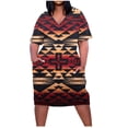 thumbnail image 1 of Birdeem Robe Grande Taille pour Femmes Col en V Été Décontractée Robes d'Été Poche Genou Manches Courtes avec Poches, 1 of 5