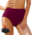 thumbnail image 1 of HNMKIU Women's High Waisted Swimsuit Bottom Full Coverage Bikini Basic Mid Waist Bathing Suit Wine,M, 1 of 4