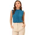 thumbnail image 1 of INSPIRE CHIC Chemisiers de Travail Sans Manches pour Femmes à Volants Plissés Hauts CHIC Bleu Paon S, 1 of 5