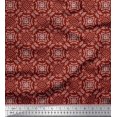 thumbnail image 1 of Soimoi Red polyester Crepe Fabric Seamless Damask Print Sewing Fabric Yard 52 Inch Wide, 1 of 4