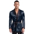 thumbnail image 1 of Miaeowve Men Short Satin Smoking Jacket Robe Lightweight Dinner Jacket Cigar Jacket House Kimono Bathrobe Navy Blue XXL, 1 of 7