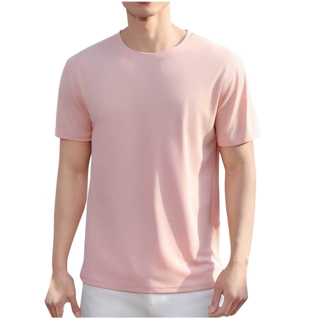 Dagugfen Tops for Men Summer Short Sleeve Round Neck Lightweight Casual Basic Tee Shirts Solid Color