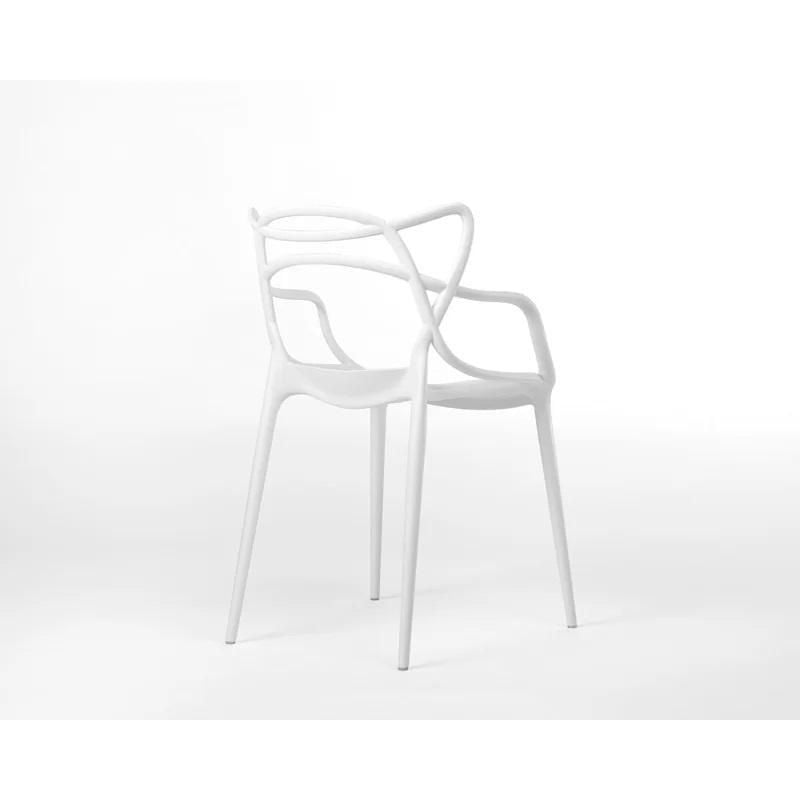 Chaise de salle à manger Take Me Home avec accoudoirs – Lot de 4 chaises Masterchairs blanches, design imperméable, durable et élégant pour une utilisation en intérieur et en extérieur,