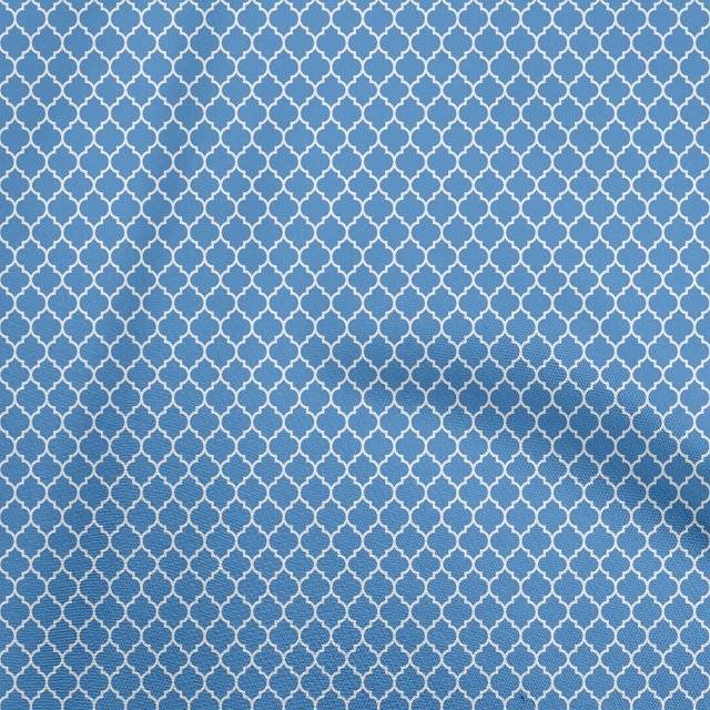 oneOone Polyester Spandex Medium Blue Fabric Quatrefoil Craft Projects Decor Fabric Printed By The Yard 56 Inch Wide