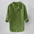 thumbnail image 2 of Shirts for Men Button Down Spring Summer Solid Color Lapel Large Size Holiday Short Sleeved Green Mens Fall Clothes size XXL, 2 of 6