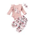 thumbnail image 3 of SUNSIOM Girl's Long Sleeve Floral Rabbit Romper + Floral Pants + Headband, 3 of 9