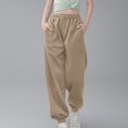 thumbnail image 3 of Girls Linen Pants Pants for Gymnastics Girls Medium And Large Children Casual Girls Solid Color Drawstring Sweatpants, 3 of 6