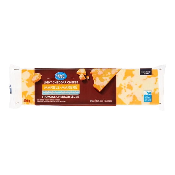 Fromage cheddar marbré léger Great Value 400g