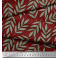 thumbnail image 2 of Soimoi Tissu en Viscose Rouge Imprimé Feuilles de Pacanier Tissu au Mètre 42 Pouces de Large, 2 of 3