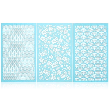 KAKOWELY 3 Feuilles Pochoir pour Écran en Soie Pochoirs en Argile Polymère Pochoir d'Artisanat en Argile Gabarit pour Écran en Soie,5.91"X3.54 Pouces(L X L)