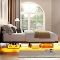 thumbnail image 4 of KOUSEI Floating Bed Frame King Size with LED Lights and Charging Station Modern Metal Platform No Box Spring Required，Black, 4 of 5
