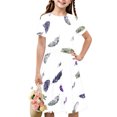 thumbnail image 1 of Soldes de Liquidation Aujourd'hui Offres Iumwxz Robe Décontractée Trapèze Robe Tunique pour Adolescentes Robes Col Rond Mignonne à Motif Robe à Manches Courtes pour Filles Robes Ravissantes pour Fête 4-14a, 1 of 7