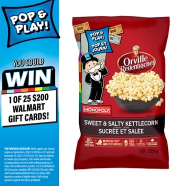 Orville Redenbacher Sweet & Salty Kettlecorn Popcorn, 100% Whole Grain Popcorn, Gluten Free, No Artificial Colours, Flavours, or Preservatives, Source of Fibre, 220g