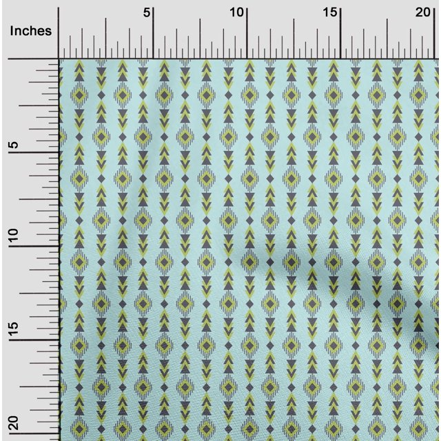 oneOone Polyester Lycra Fabric Diamond & Triangle Geometric Printed Fabric 1 Yard 56 Inch Wide