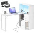 thumbnail image 1 of HOMCOM 54" Computer Desk, Home Office Desk with Power Outlets & LED Lights, 1 of 10
