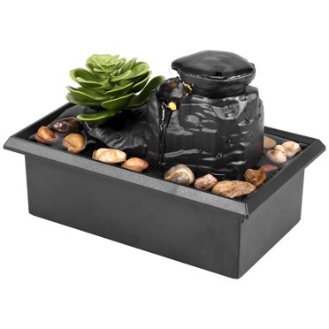 NUAHRHY 2pcs Tabletop Fountain with Light Battery/USB Operated Mini Indoor Water Fountain Feature Zen Meditation Fountain Decor Sound Relaxation Fountain Ornament for Table Office Home Bedroom