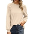 thumbnail image 1 of Timegard Hauts pour Femmes Manches Longues Col Rond T-Shirts Décontractés Confortables Couleur Unie Blouses Basiques, 1 of 7