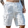 thumbnail image 2 of MYG Mens Summer Loose Solid Color With Pockets Cargo Shorts Fashion Beach Streetwear, 2 of 7