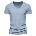 thumbnail image 1 of Men's Casual V Neck T Shirts Loose Fit Comfortable Stretchy Pure Color Summer Tee For Daily Wear With Shorts, 1 of 5