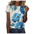 thumbnail image 1 of XZNGL T-shirt à Manches Courtes pour Femmes, Mode d'Été, Imprimé, Col Rond, Haut Ordinaire, 1 of 5